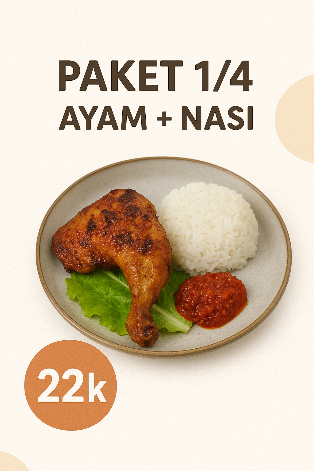 Paket 1/4 Ayam Goreng Sambal Bakar